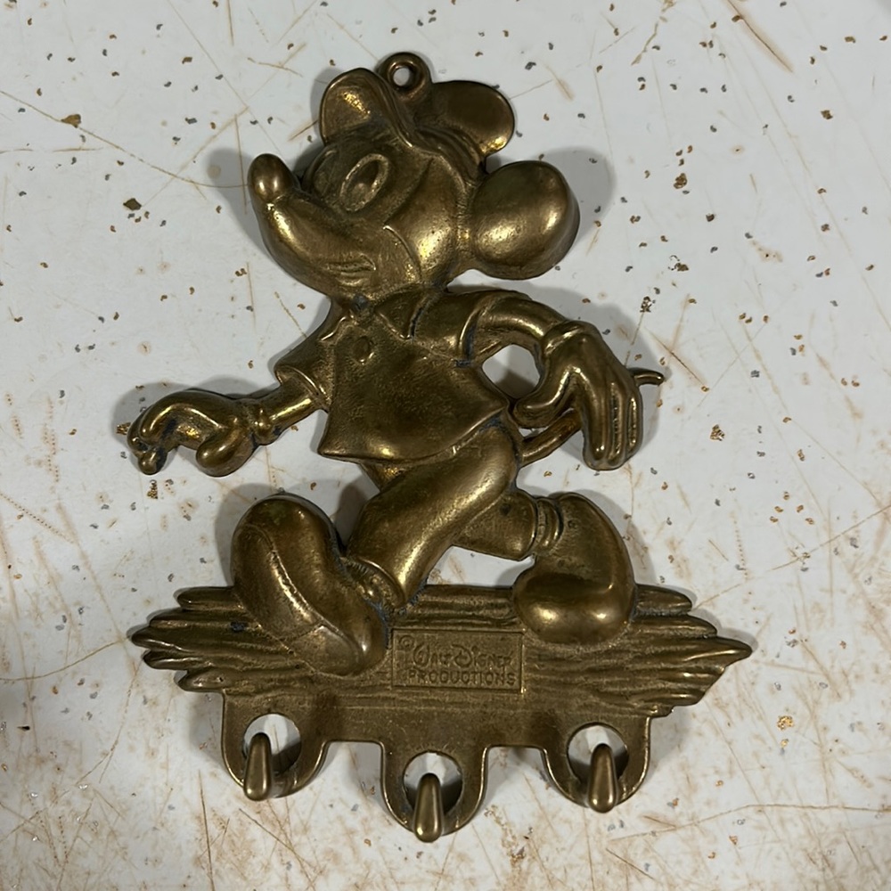 Vintage 1960's Walt Disney Mickey Mouse Brass Key Holder RARE